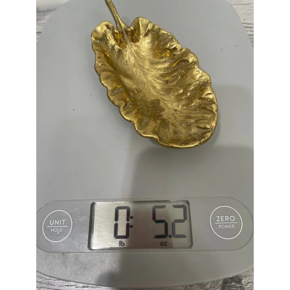 Vintage Virginia Metalcrafters Primrose Leaf Brass Dish 1952 Gold Catchall Tray‎